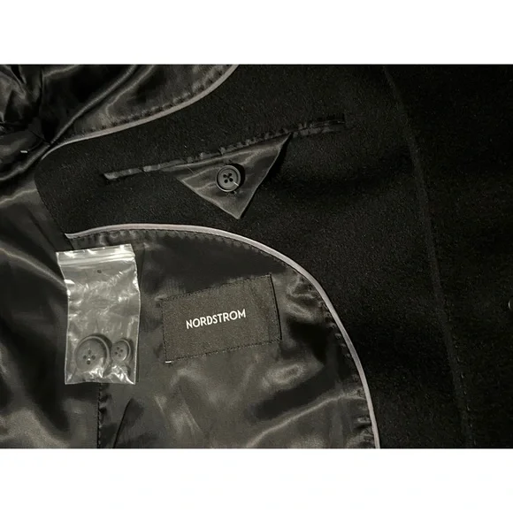 Nordstrom Men's Mason Wool Cashmere Blend Overcoat CoatJacket Black Size M Pea Coats